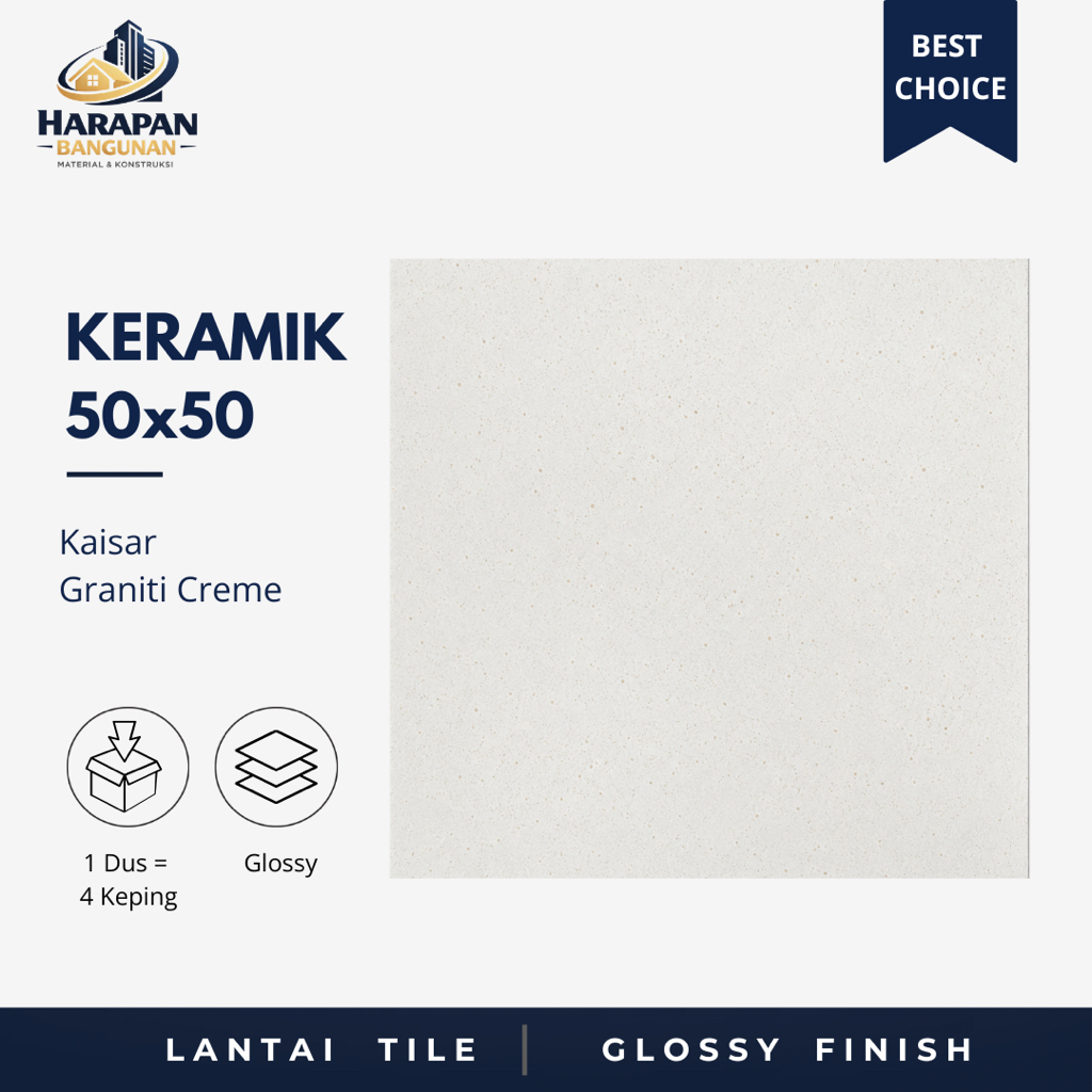 Keramik Lantai 50x50 Kaisar Graniti Creme Glossy Bintik Bintik Krem 50 x 50