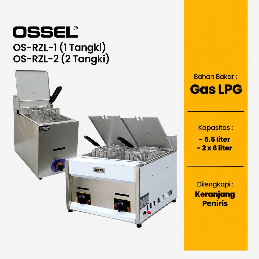 Gas Fryer 2 Tangki Penggorengan Kentang Gas Deep Fryer Penggorengan