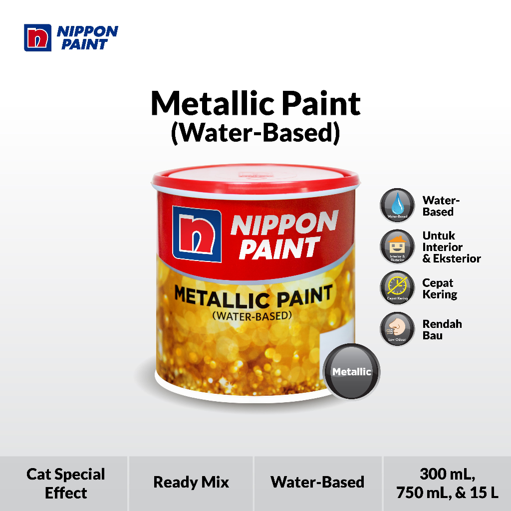 Nippon Paint - Metallic Paint (Water-Based) -750Ml- Cat Metalik