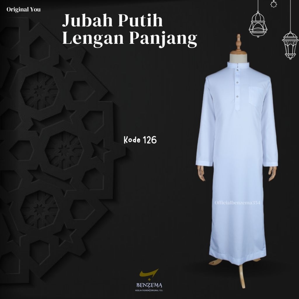 126 Benzema354 - Jubah Putih Tangan Panjang Oblong Size Anak