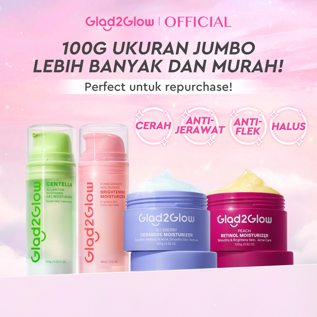 Glad2Glow Moisturizer Series100G Water Gel Niacinamide Brightening Retinol CentellaMencerahkan Pemut