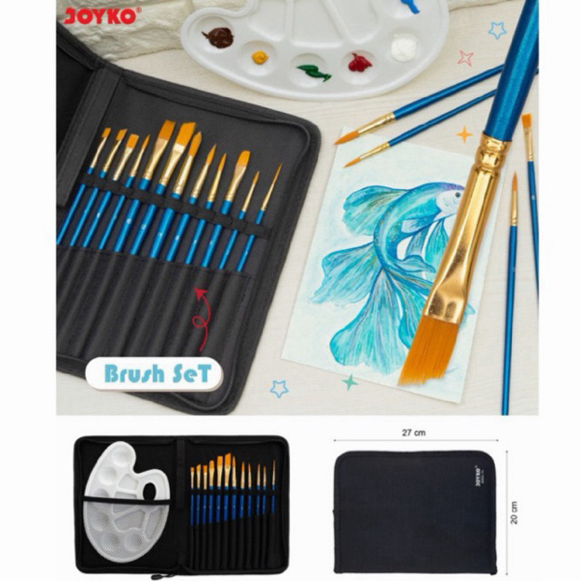 Joyko Kuas Lukis Cat Air Minyak Acrylic BRS-7A Set 12 / Brush Set Painting