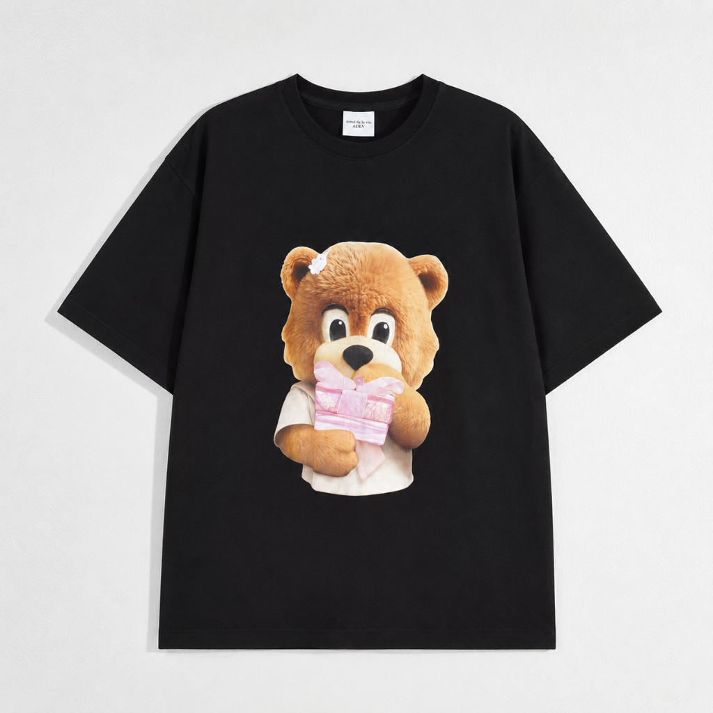 Kaos ADLV BABY BEAR PINK GIFT BLACK TSHIRT 100% ORIGINAL