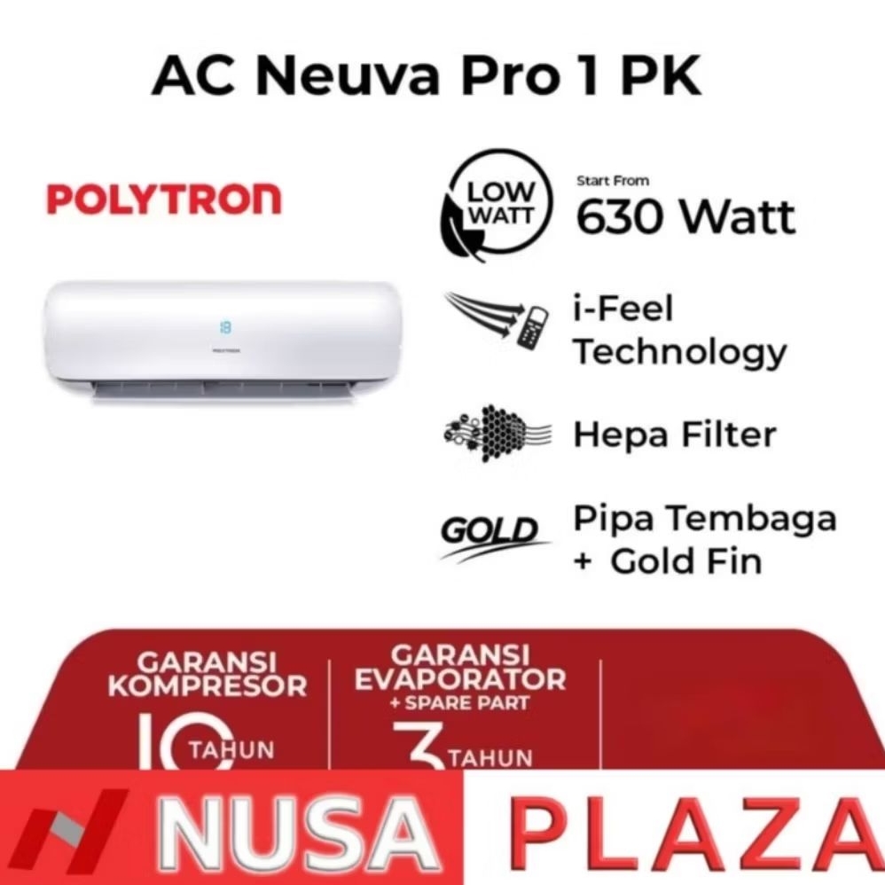 [MEDAN] AC POLYTRON 1 PK LOW VOLTAGE + CEPAT DINGIN NEUVA PRO PAC 09VZI