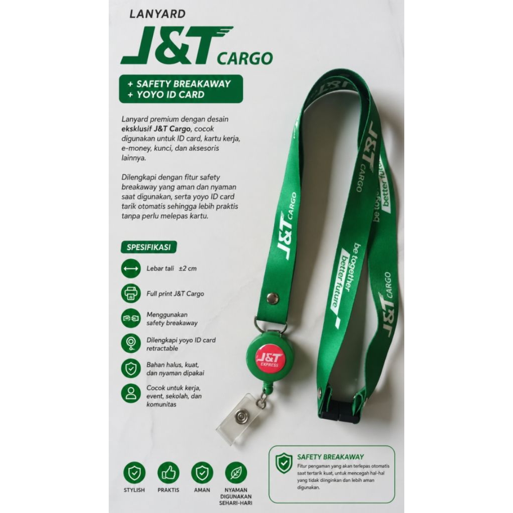 Lanyard J&T Cargo + Safety Breakaway + Yoyo ID Card
