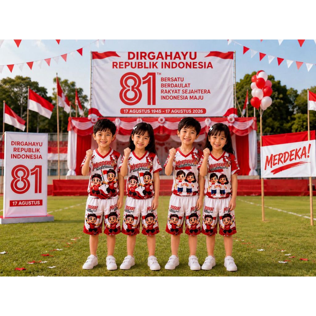 Setelan Anak Anak Jersey milano / Setelan Anak 17 Agustus Kemerdekaan Indonesia