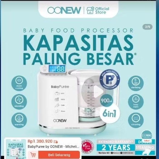 PRELOVE Baby Food Processor OONEW BabyPuree Second - MESIN pengolah Makanan Praktis & Lengkap