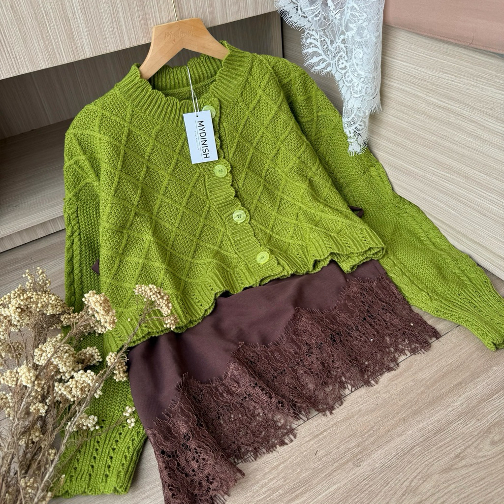 Sabrina Crop Cuties Cardy Wanita Lucu Kekinian Korean Style