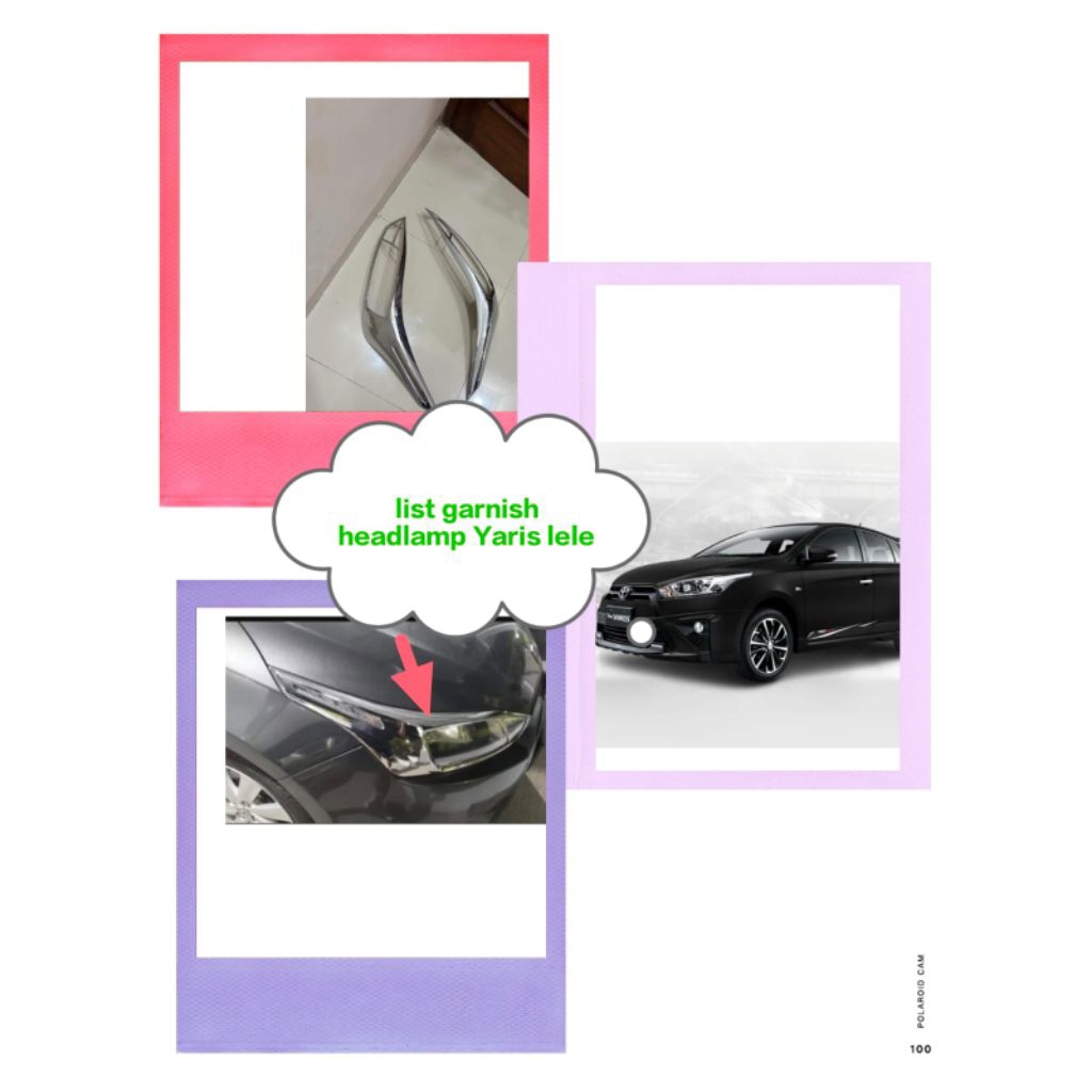list garnish headlamp atau lampu depan Yaris lele 2013-2018 pelindung mika lampu dari benturan supay