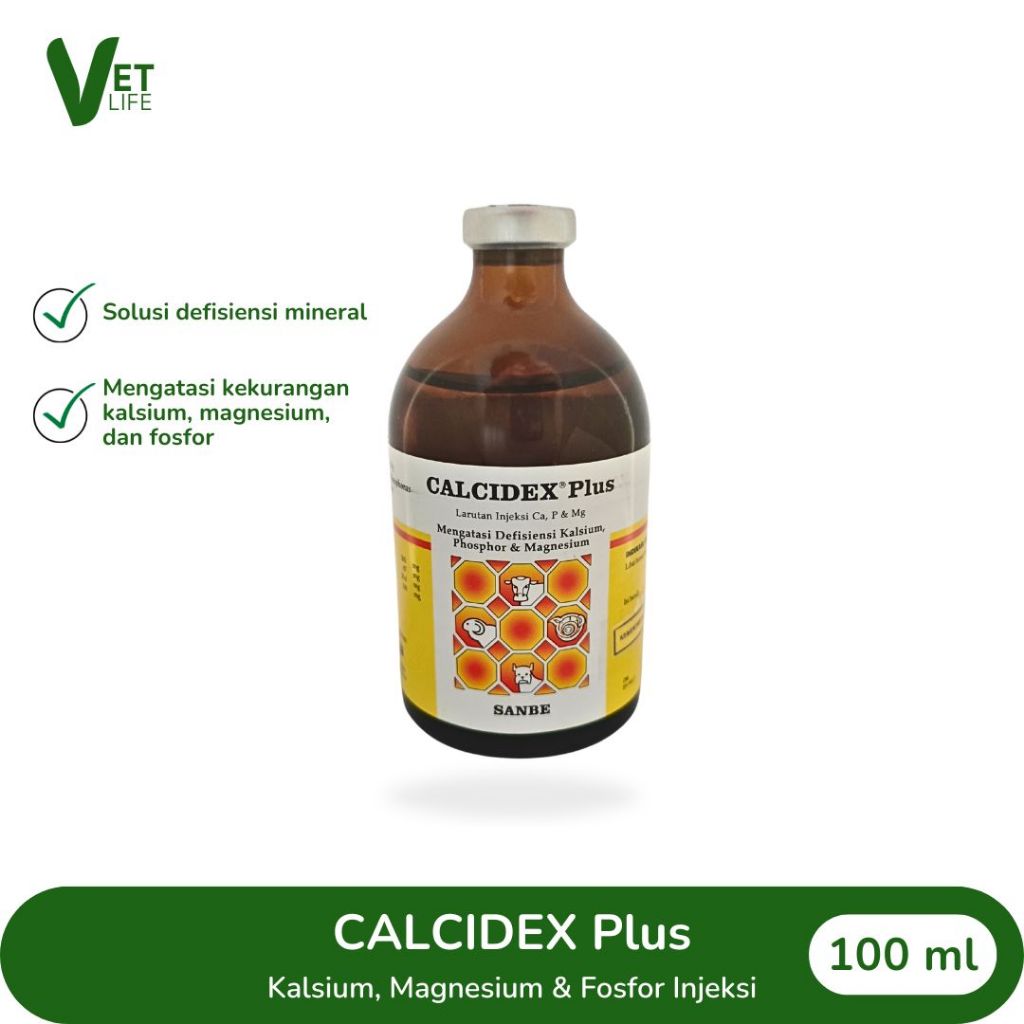 Calcidex Plus 100ml SANBE Obat Hewan Ternak Sapi Kambing Domba Obat Sapi Kambing Lumpuh Ampuh Atasi 