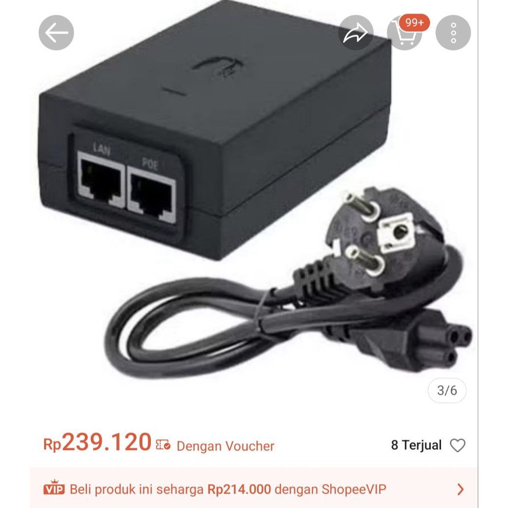ADAPTOR POE UBNT 48V 05A UBIQUITI 48V