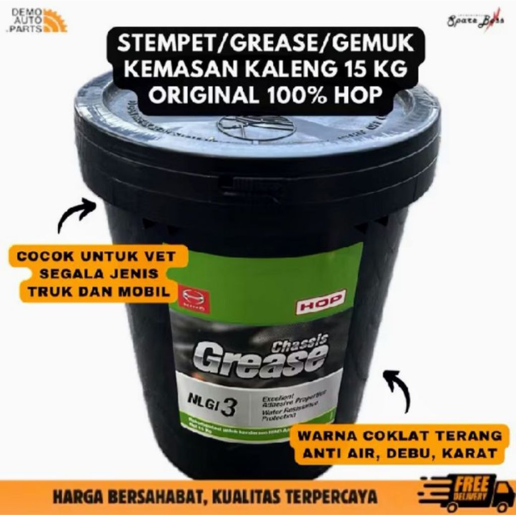 HINO HOP NLGI-3 Grease/Gemuk Chasis/Casis/Stempet/Minyak Pelumas/CerbiNLGI3 - 15kg Pail/Ember