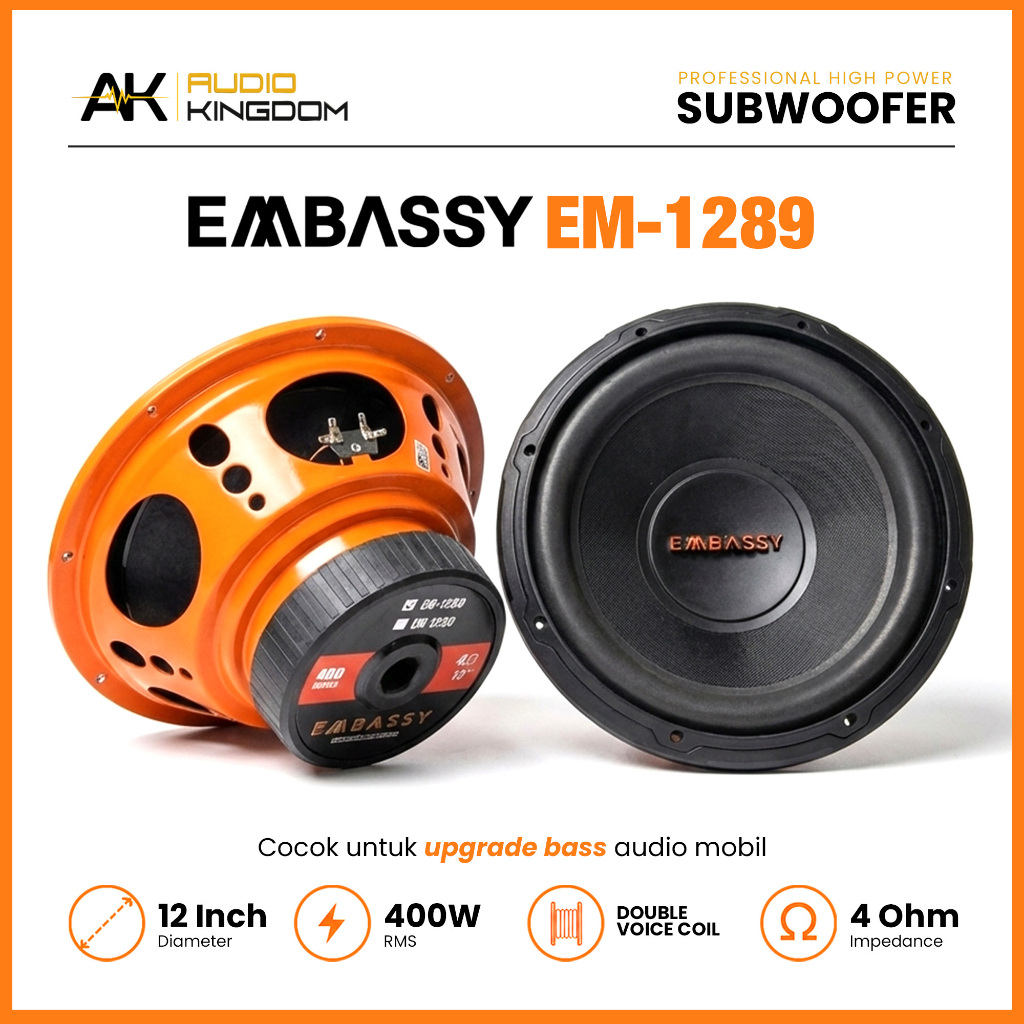 SPEAKER EMBASSY EM 1289 SPEAKER SUBWOOFER 12 INCH ORIGINAL