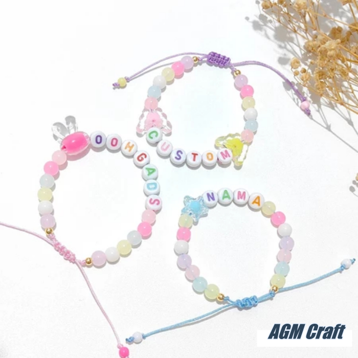 Gelang Serut Custom Nama / Gelang Tali Serut Newborn Baby Anak Dewasa Couple Set