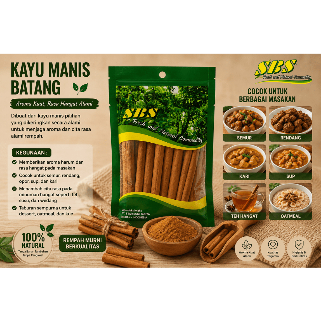 [SBS SPICES] KAYU MANIS BATANG / CINNAMON STICK / KAYU MANIS ORGANIK / REFILL PACK 100GR