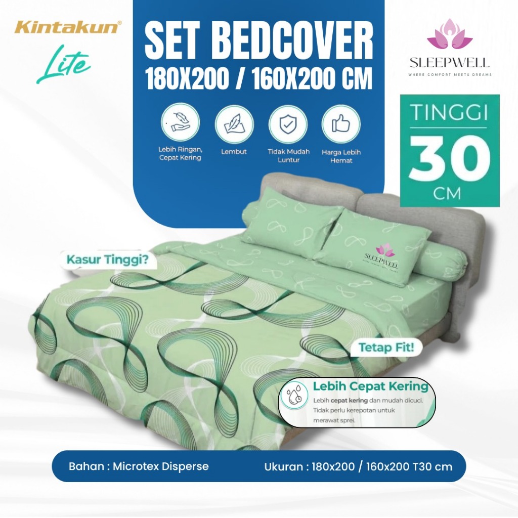 Kintakun Lite Set Bedcover + Sprei 200x200 / 180x200 / 160x200 / 120x200 Tinggi 30 Cm - New Motif SL