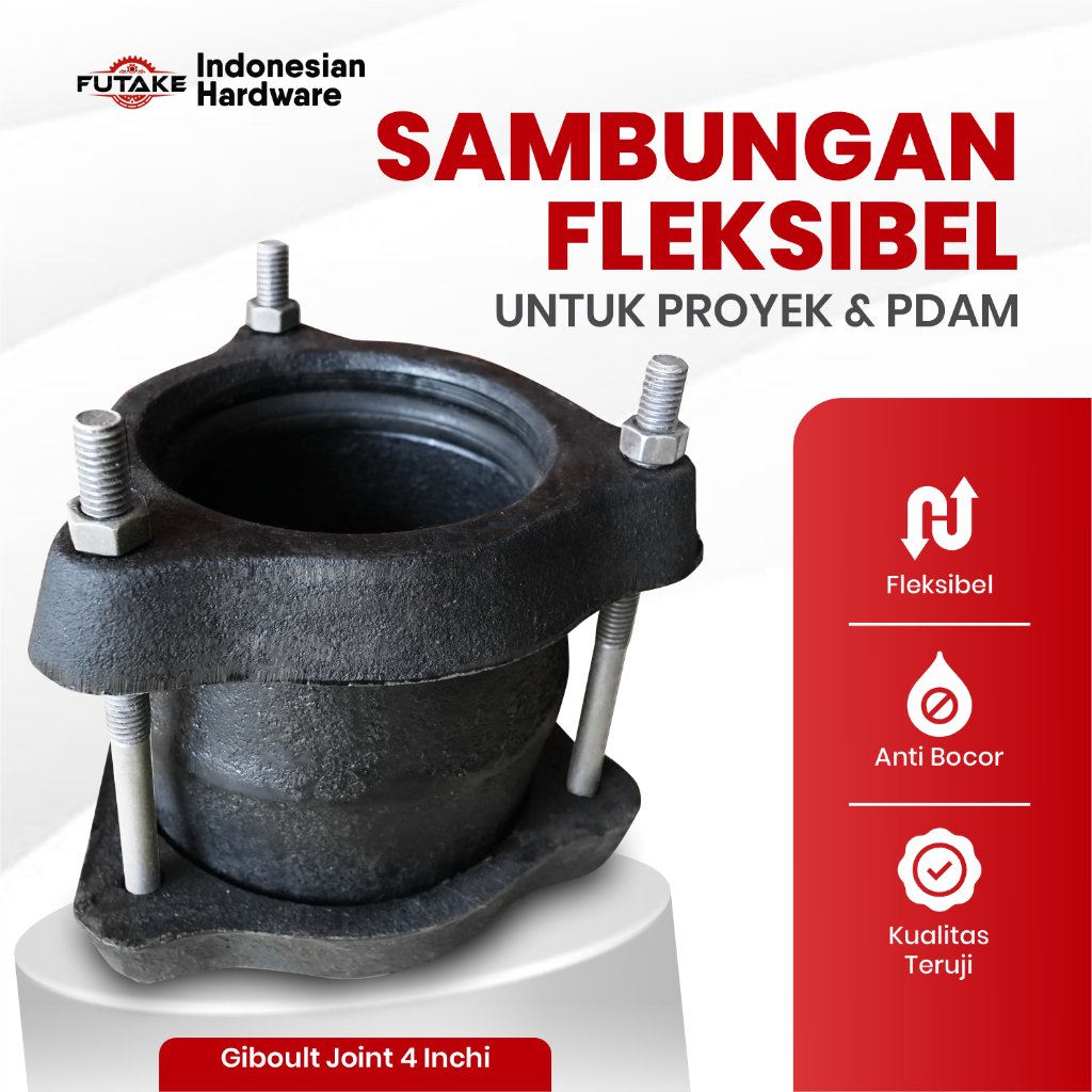 Giboult Joint 4 Inchi Sambungan Pipa Fleksibel Anti Bocor Spesialis Sambungan PDAM