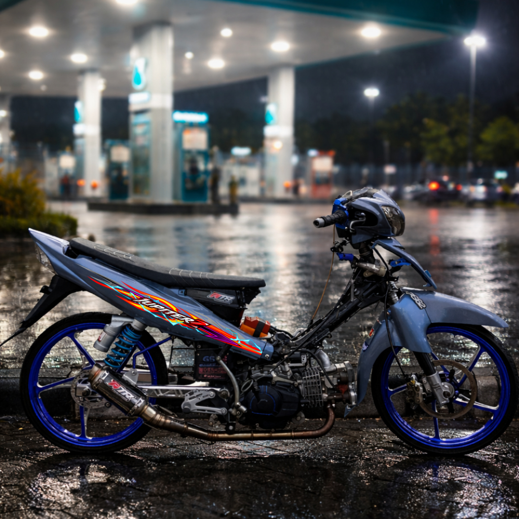 STRIPING STIKER VARIASI YAMAHA JUPITER Z BURHAN 5TP MOTIF API MIX PETIR - sticker 5tp - 5tp gank