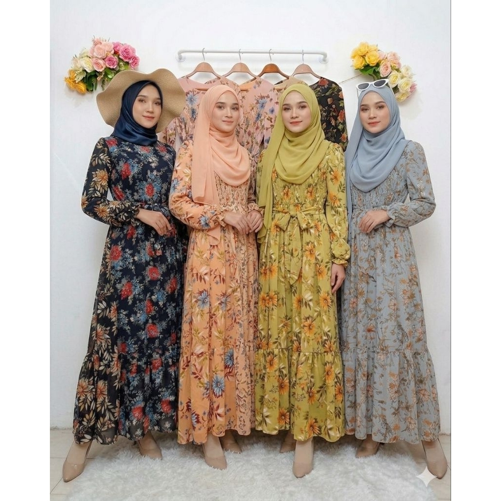 Maxi yuna flower gamis ceruty 1642-B