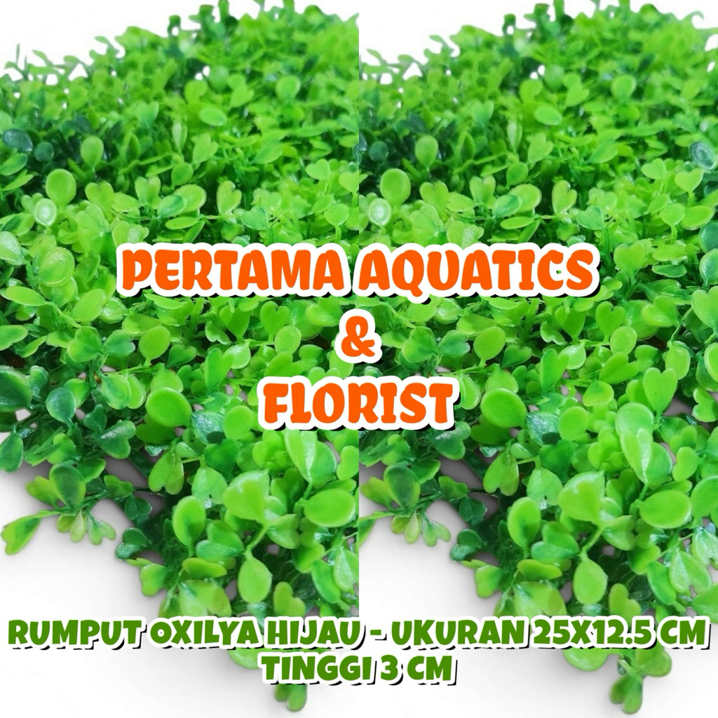 (SILAHKAN DIPILIH) SATUAN RUMPUT HIJAU UKURAN 25X25 CM/ Rumput Plastik Aquarium/ Daun Plastik Aquari