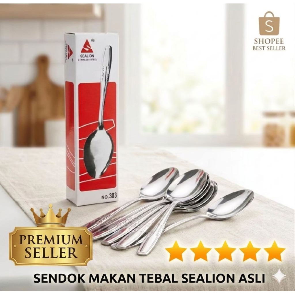 [‼️ASLI TEBAL‼️] Sendok/Garpu stainless steel lebih tebal merk SEALION model regent (12pcs/1lusin)  