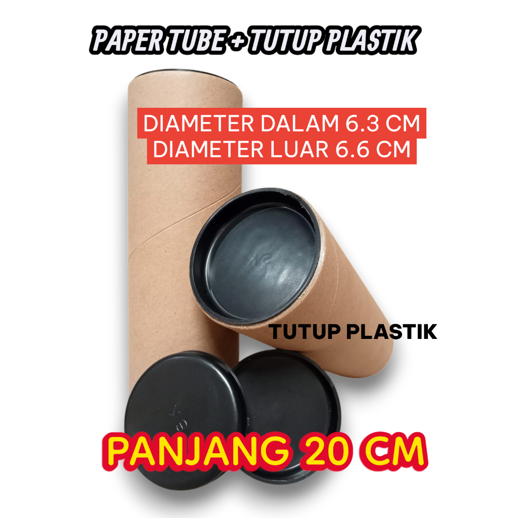 6,3 MM X 20 CM / tutup Plastik / Paper tube /Paper Core/ tabung kertas bulat