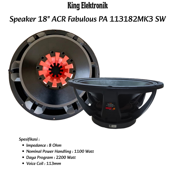 Speaker 18 Inch ACR Fabulous PA 113182MK3 SW