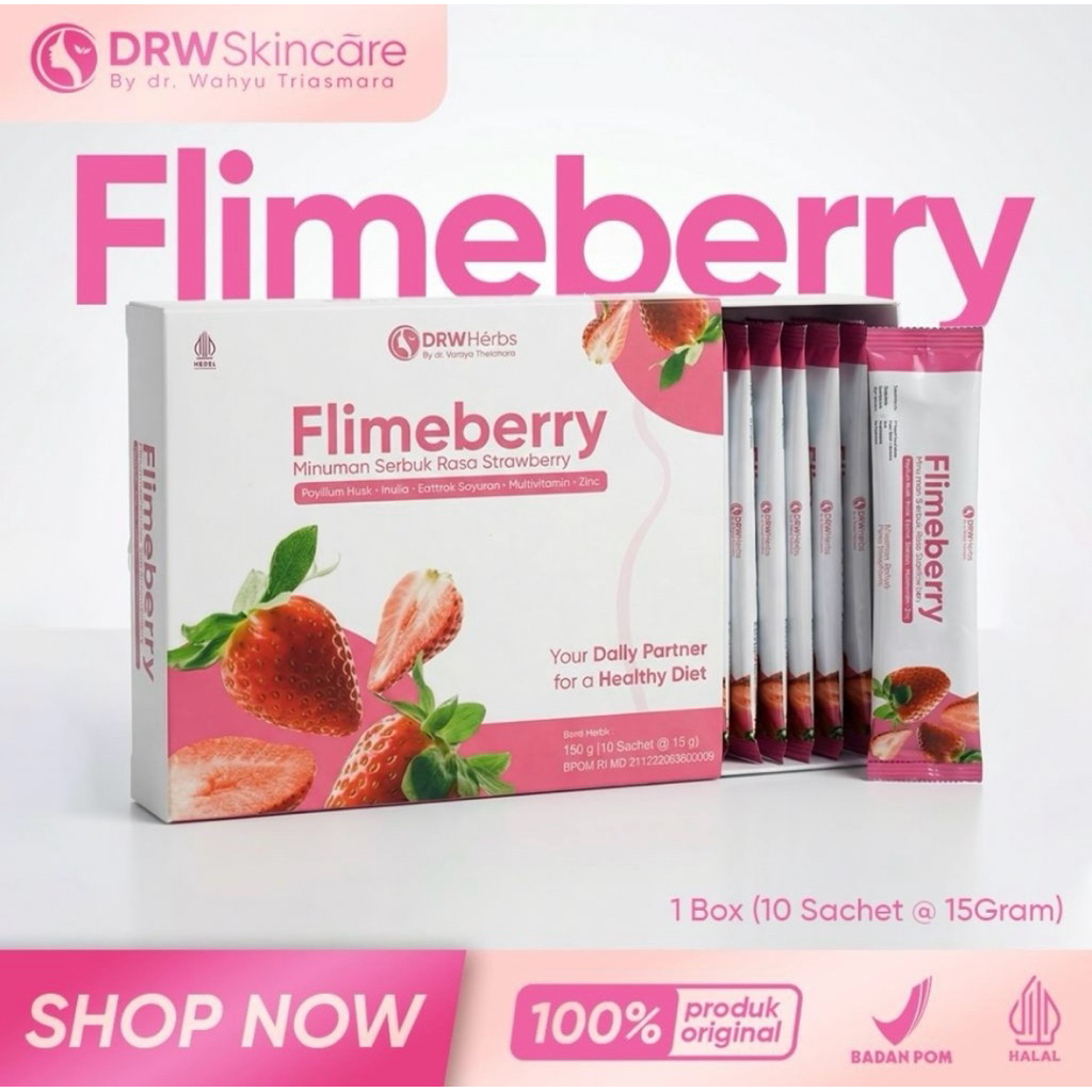 DRW Skincare Flimberry - Minuman Fiber Pelangsing Alami Diet Detox Saluran Pencernaan BPOM Original