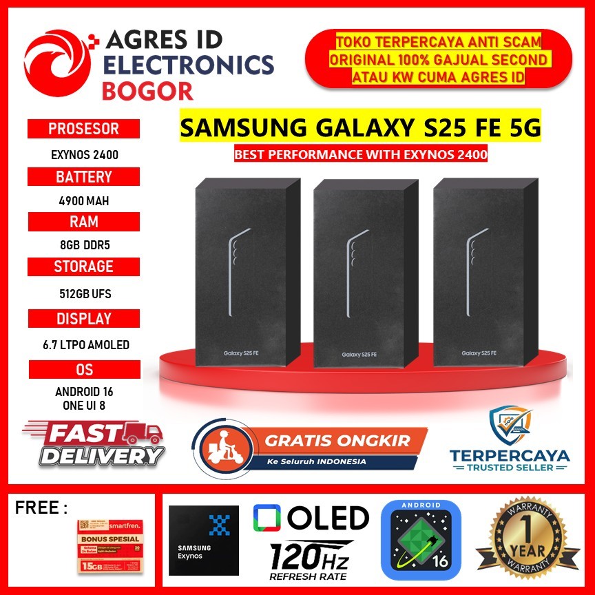 [ READY NEW ] Samsung Galax S25 FE 5G 2025 Exynos 2400 Ram 8GB 512GB Garansi Resmi SEIN