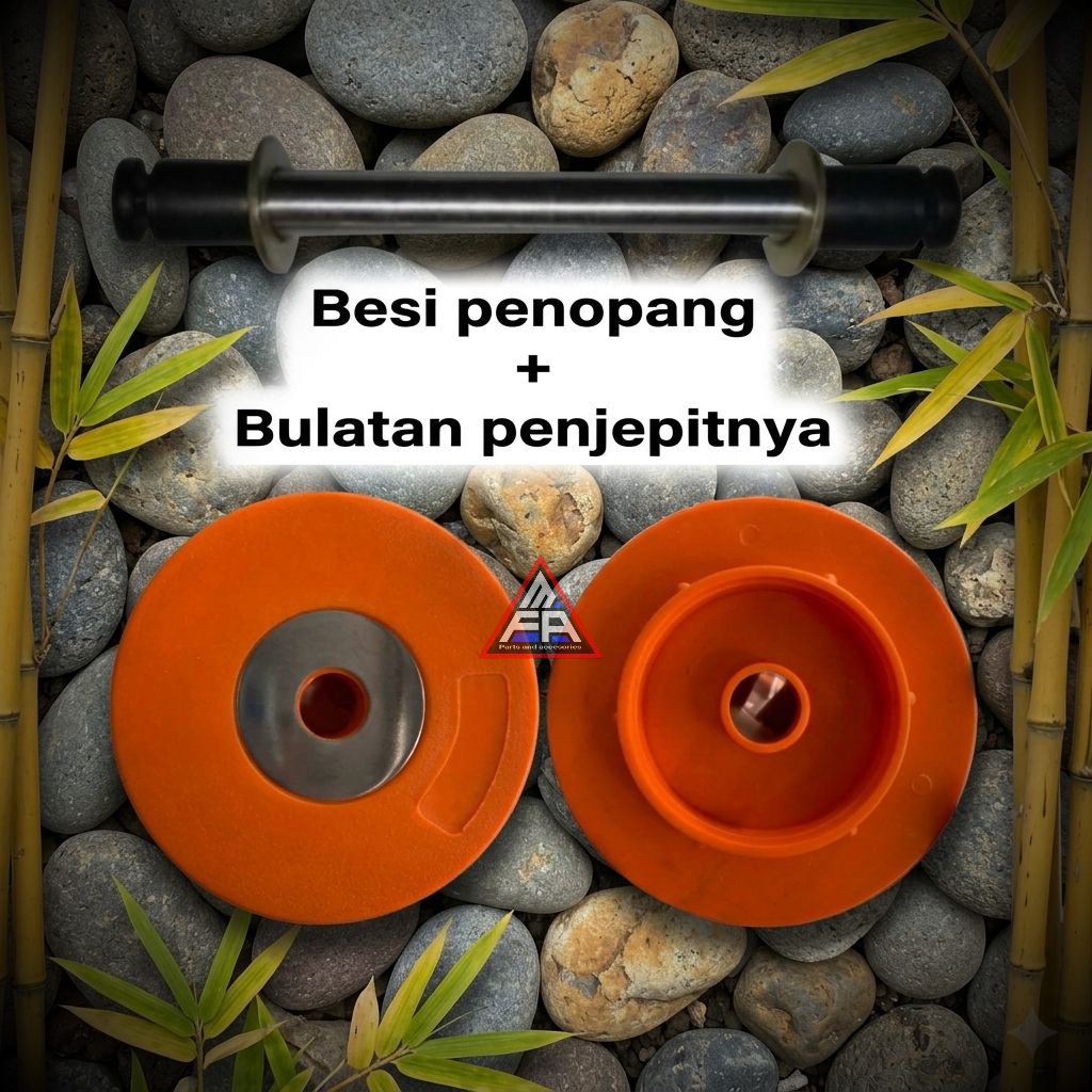 sparepart cup Sealer 1 SET PIPA BESI PENOPANG dan BULATAN PENJEPIT PLASTIK ROLL MESIN CUP SEALER
