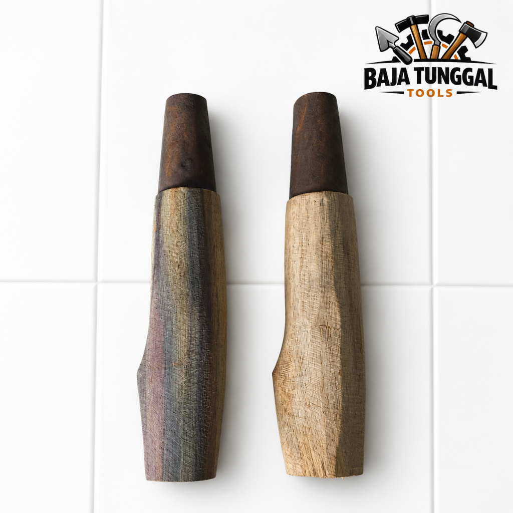 Gagang Golok/ Bodeng Jengkolan Klasik Bahan Kayu Kuat Karah Besi Alat Pertanian Berkebun
