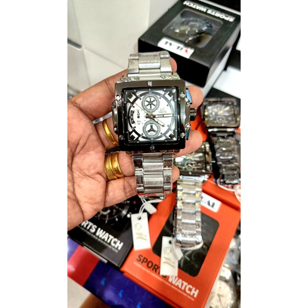 Jam Tangan Pria Rantai MIRETE Segi Tgl hari Original Water.