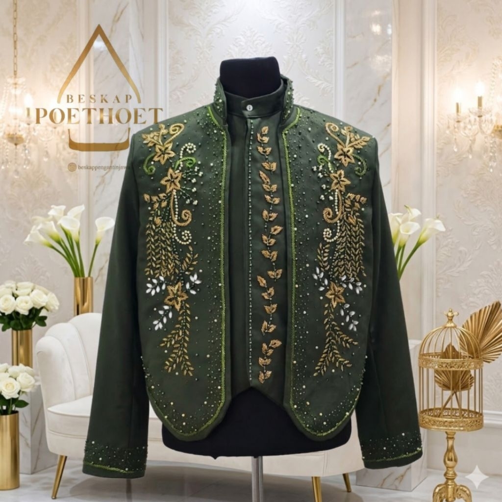 [ Free selop] beskap pengantin pria || beskap white  || beskap resepsi green army || beskap jawa hij