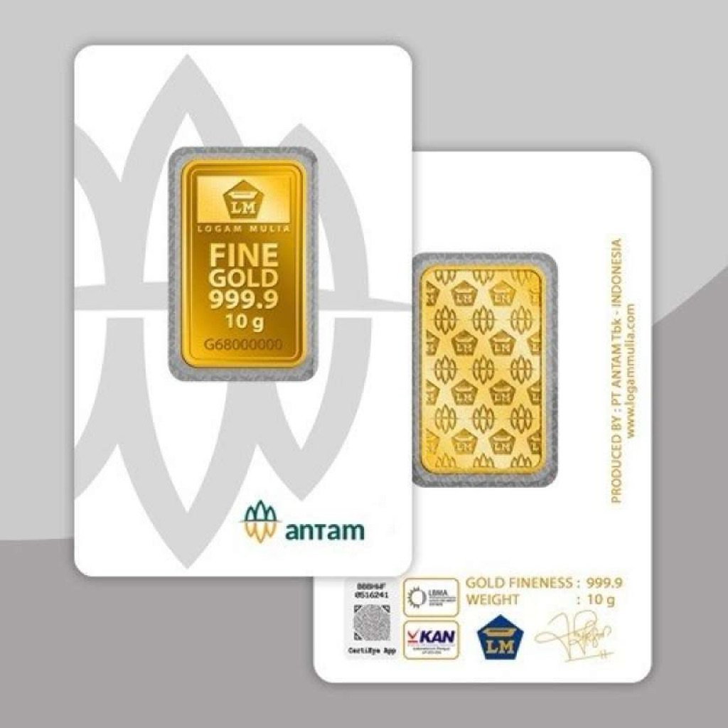 Emas Antam Logam Mulia 10 Gram Desain Retro Berdiri