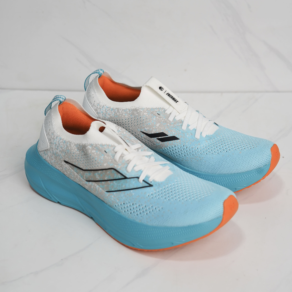 Mills Enermax Nanoknit M2 Running Shoes - White Cyan Orange | Sepatu Lari Pria Wanita Original | Rin