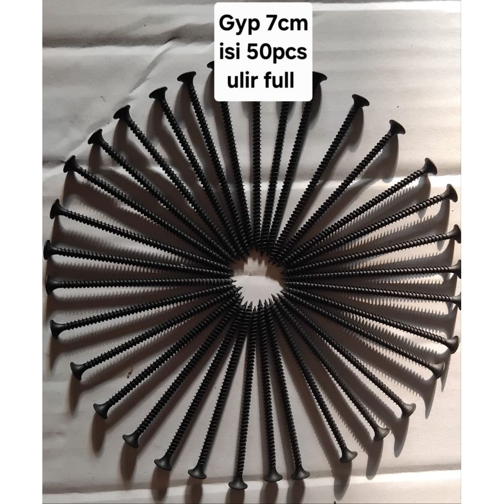 Sekrup Gypsum 7cm isi 50pcs Baut Gypsum Gipsum 7cm dengan 50pcs dalam Kemasan Ulir full untuk Pemasa