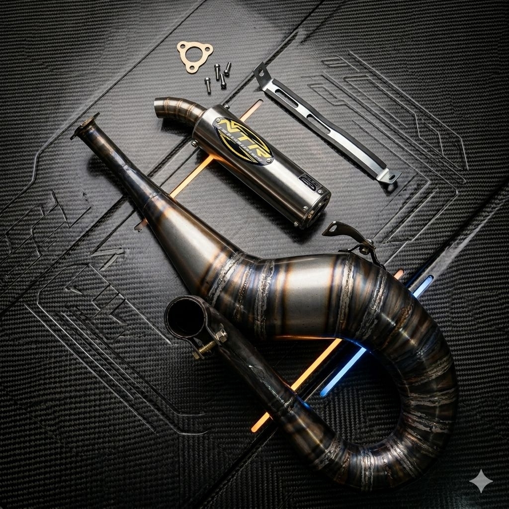 Knalpot Vespa Racing PX Kanan Silencer stainles NTR muffler