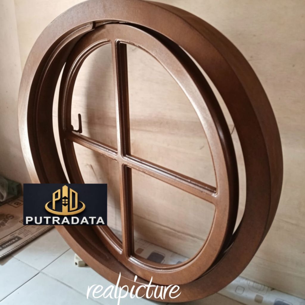 Diameter 120cm Kusen Jendela Bulat Putar Kayu Jati