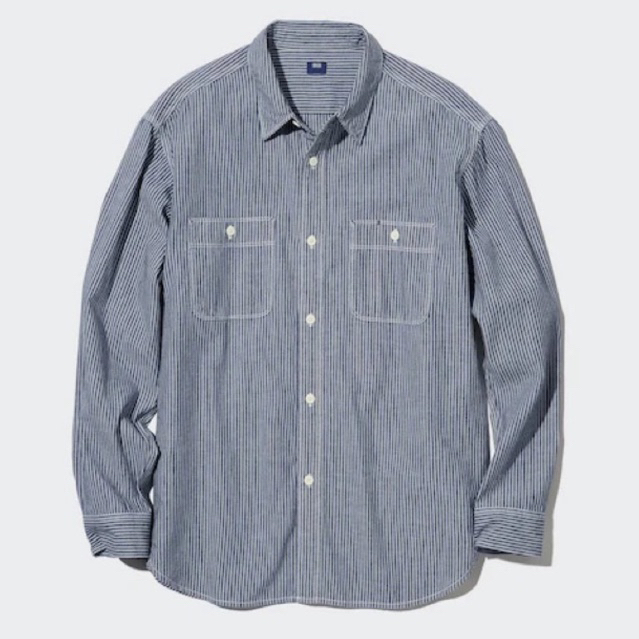 Uniqlo Kemeja Work Shirt Stripe Man (Size Besar)