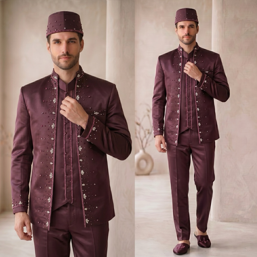 Beskap pengantin pria putih premium | Basofi Beskap pria pengantin modern