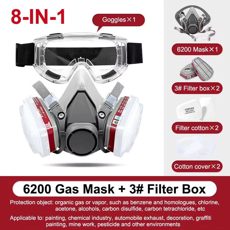 Masker Gas Respirator 6200 Half Gas Mask