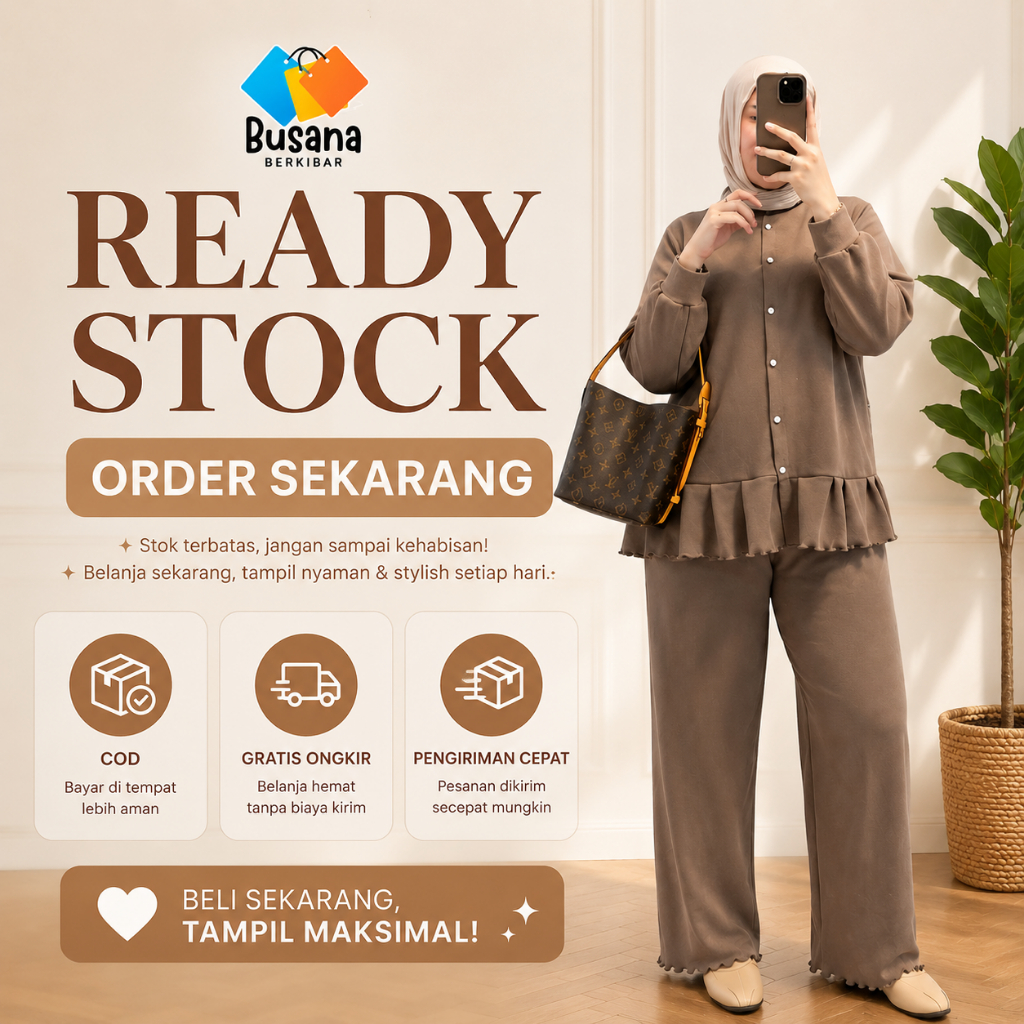 AIRISH SET Viral Setelan Knit Wanita Busui Friendly  Cardigan Ruffle Premium celana Kulot Jumbo Adem