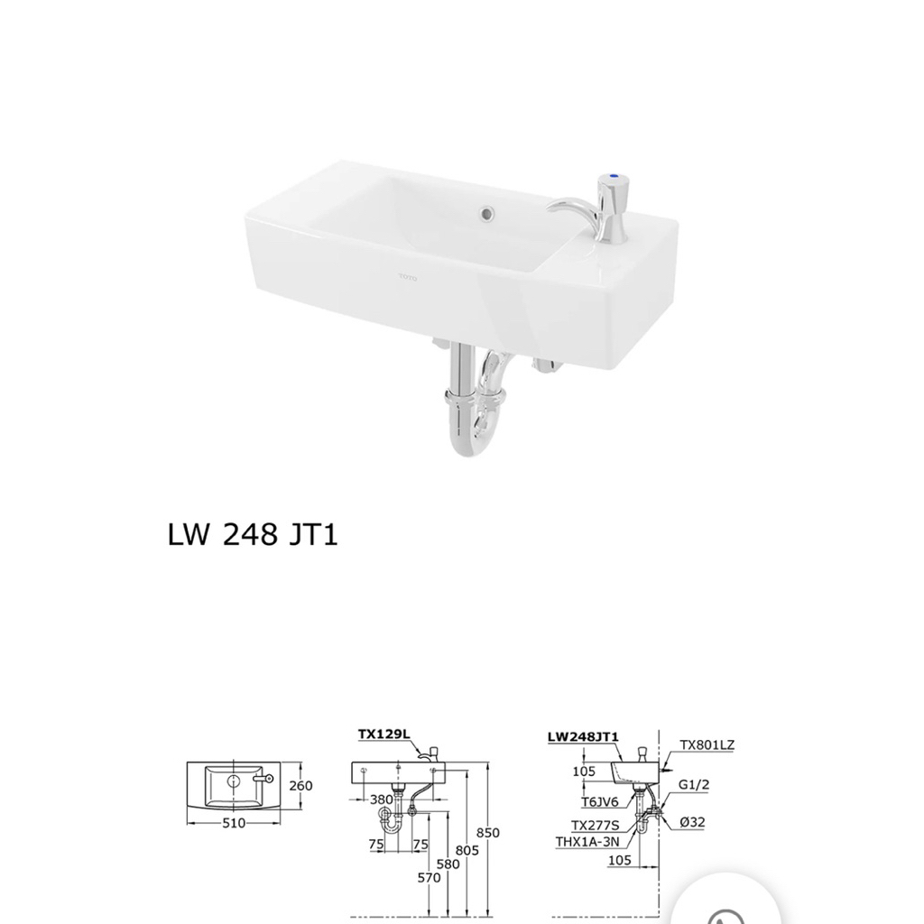 wastafel kecil Toto LW248jt1
