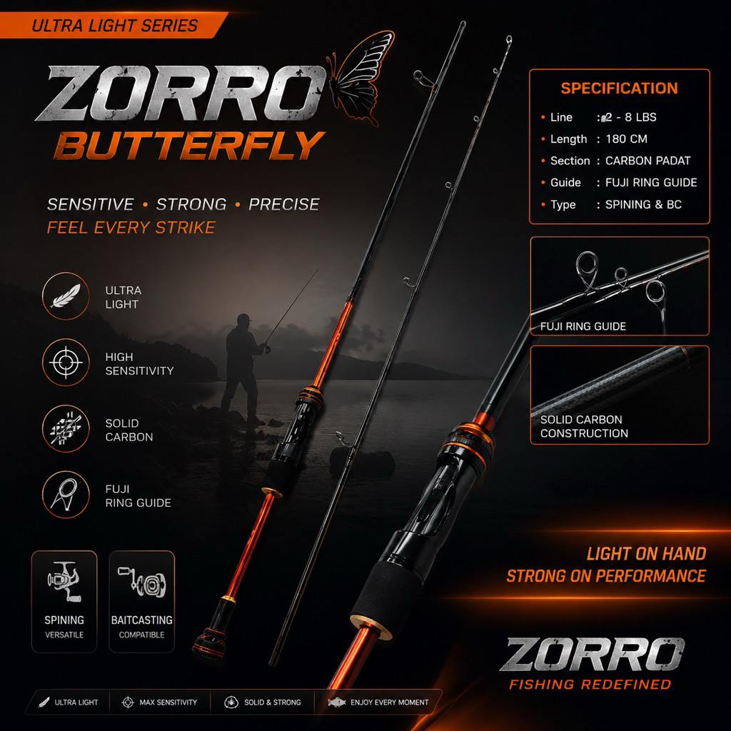 joran UL fuji ring solid carbon zorro butterfly