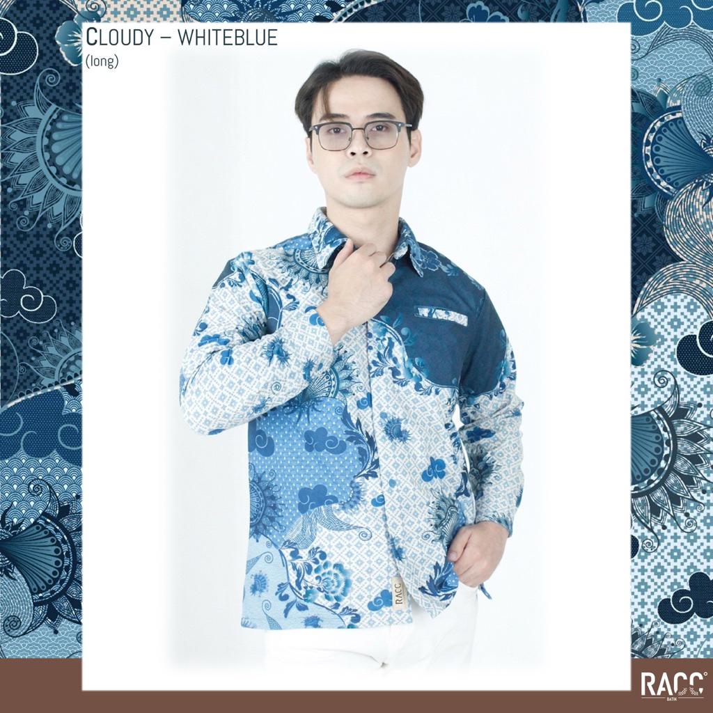 Cloudy - Kemeja Batik Lacoste - Kemeja Batik Polyester - Kemeja Batik Pria Slimfit - RACC Batik