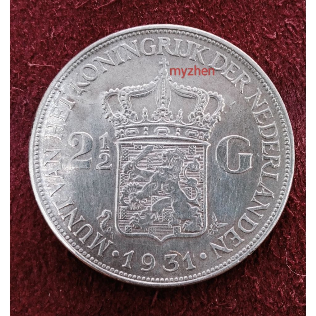 koin perak Wilhelmina 2,5G th 1931 orginal