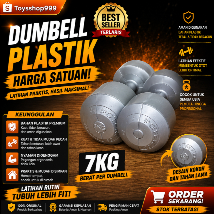 POTENCE Barbel 7 KG Dumbel Plastik 7 KG Dumble Plastik 7 KG
