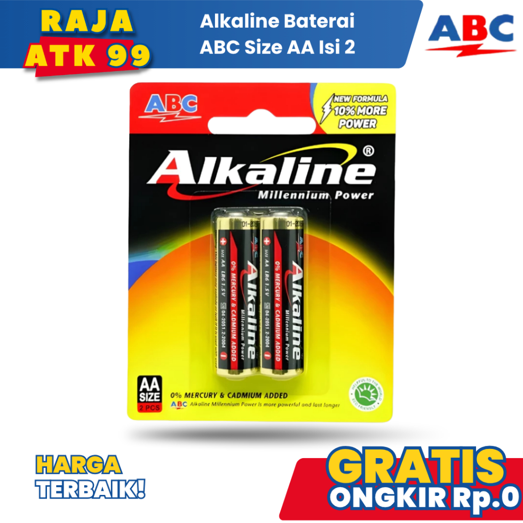 Alkaline Baterai ABC Size AA Isi 2 Battery Sedang Millennium Power Batu batre Remot Radio Camera - S