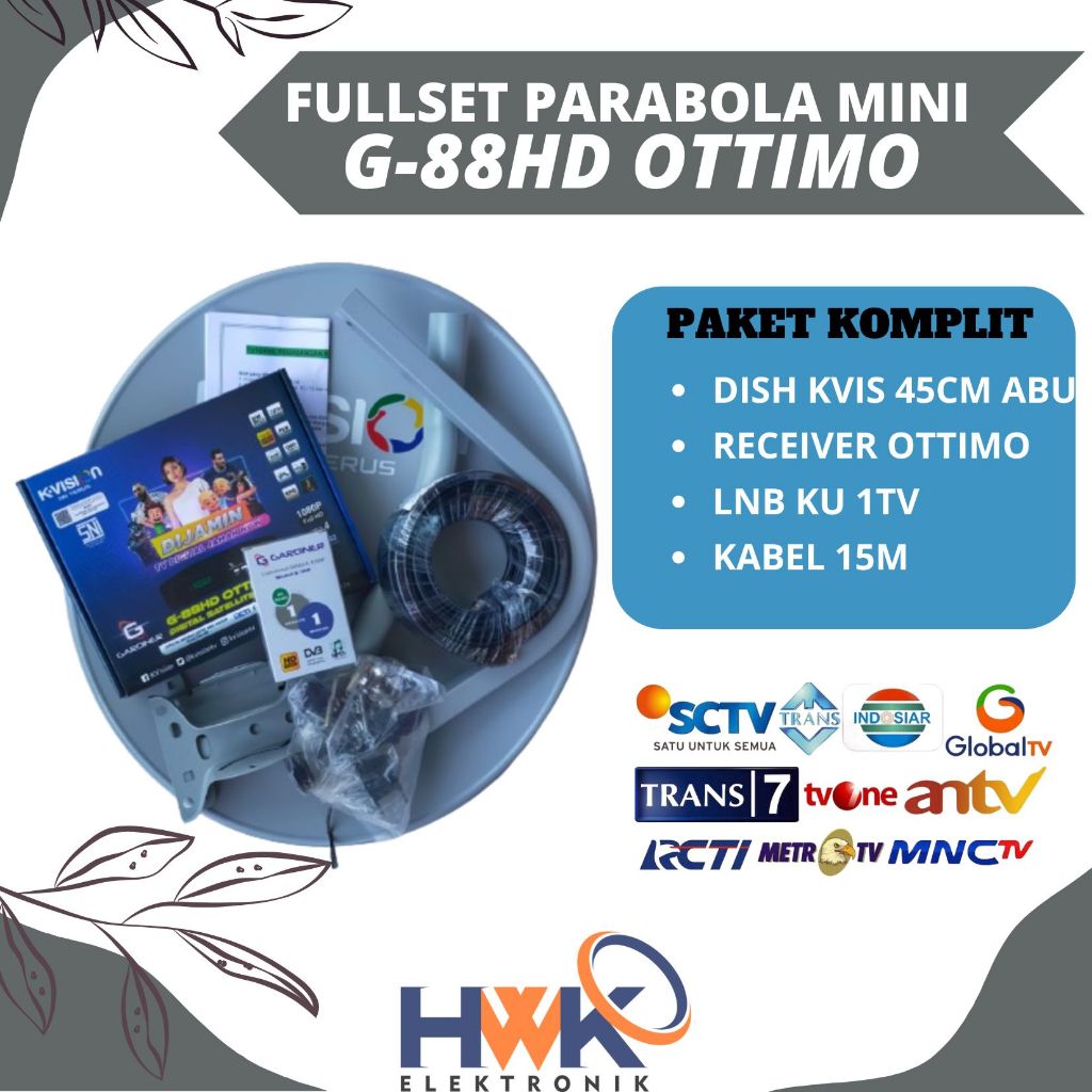 Paket komplit parabola mini 45cm REKOMENDASI K-Vision Fullset tinggal pasang open MNC Grup 1 tahun