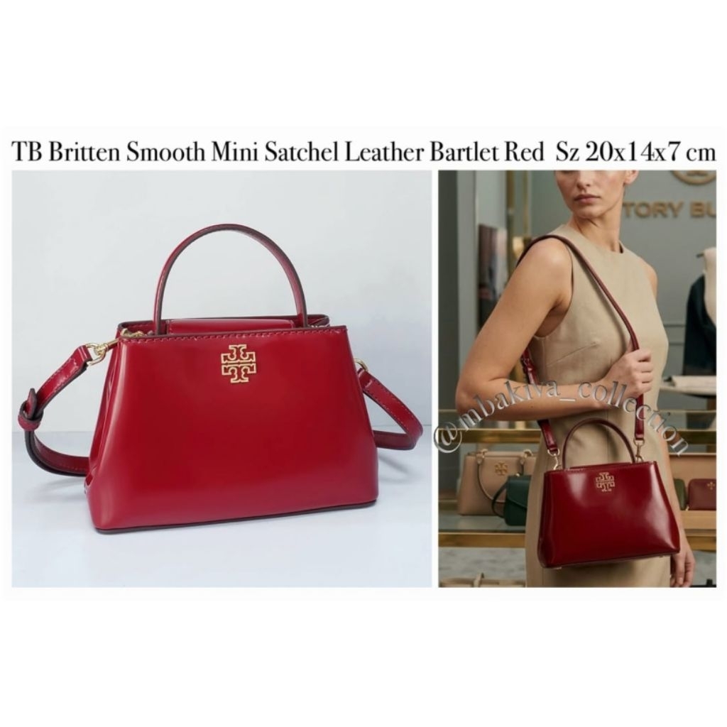 TB Britten Smooth Mini Satchel Leather Bartlet Red
